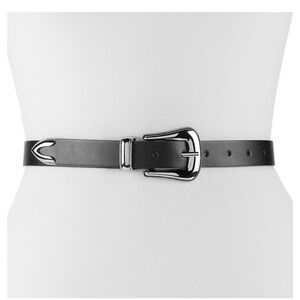 Elegant Black Belt with Silver Buckle